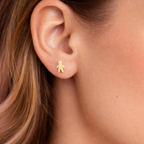 "Broqueles Siluetas de Niño en Oro Mate"