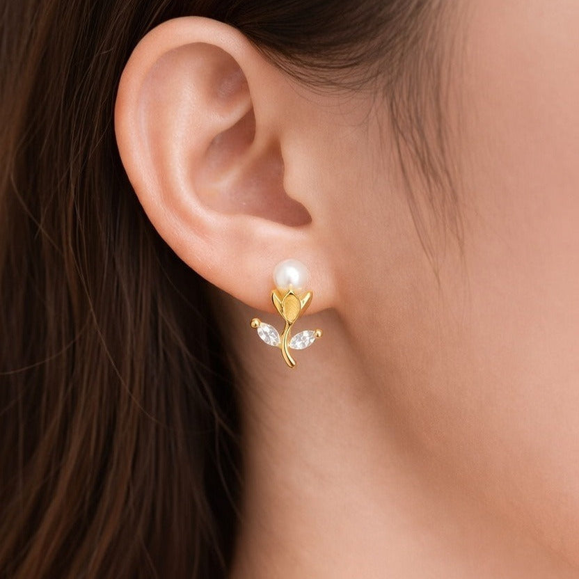 Broqueles de Flor "Perla Radiante"