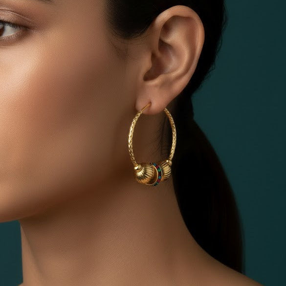 Arracadas con Esferas Texturizadas y Cristales Multicolor