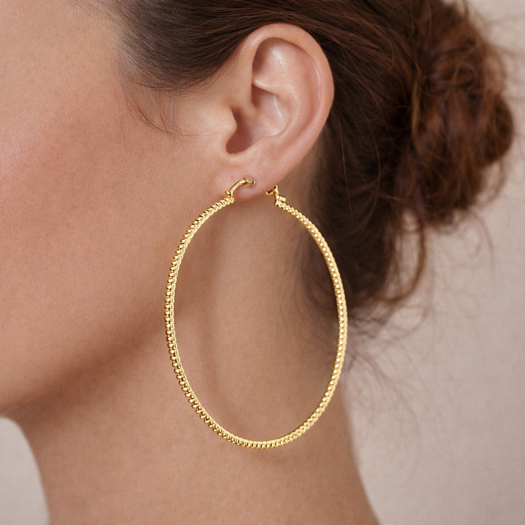 Arracadas de Oro Laminado 18K con Acabado Diamantado