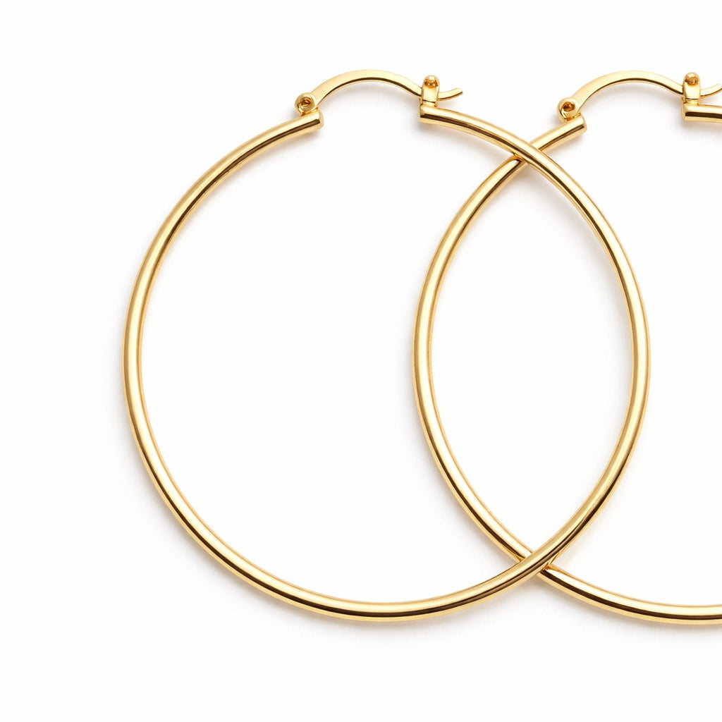 Arracadas de Oro Laminado de 18K - Diseño de Aro Liso "Extra Large"